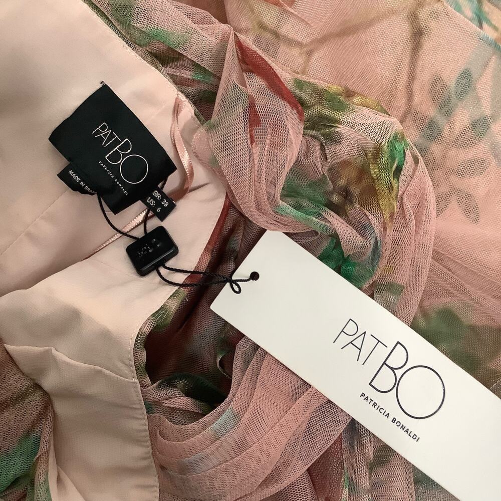 PatBO Floral Printed Tulle Full Length Dress Beaded Sequin Embroidered 6 NWT - Picture 11 of 13
